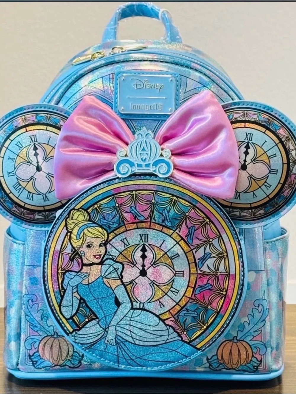 Loungefly Disney Cinderella Blue & Pink Glitter Mini Backpack